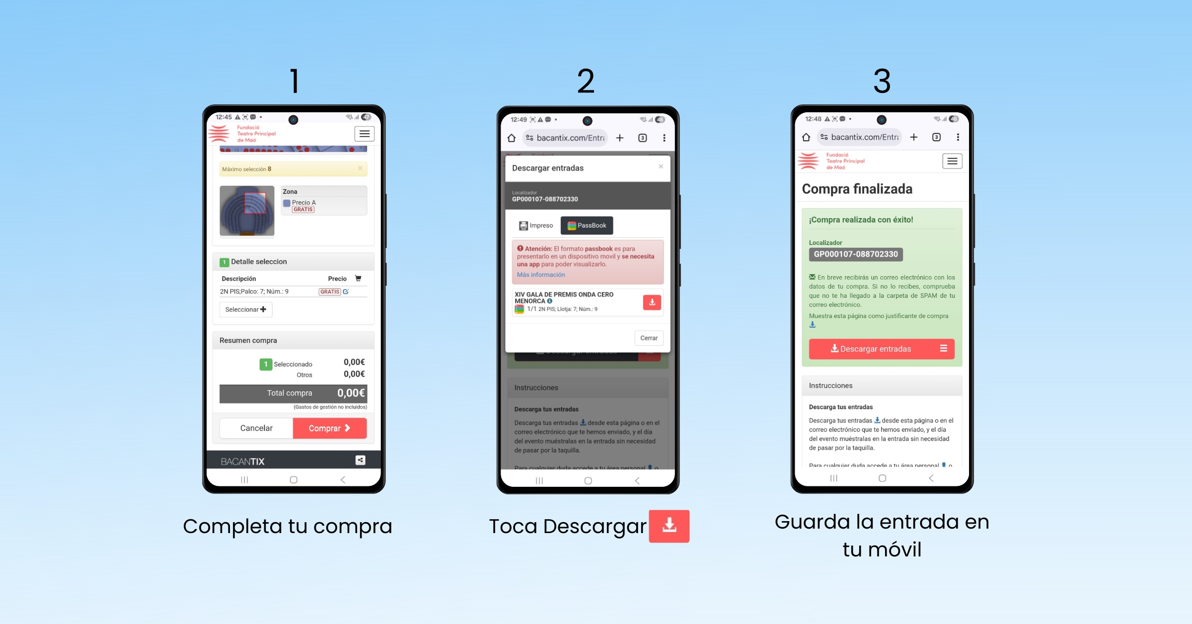 Cómo descargar tu entrada de Bacantix